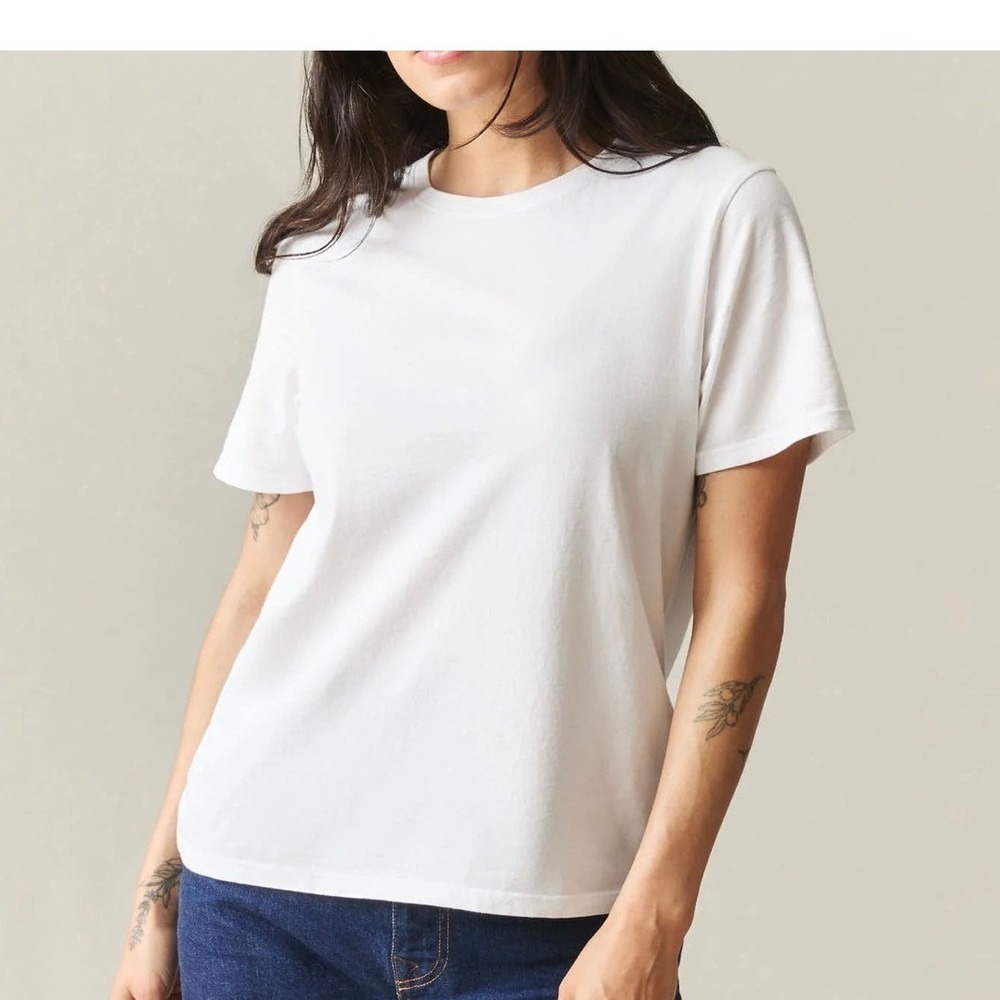 American Giant Womens White Classic Crewneck Cotton Tee T-Shirt S Small NWOT
